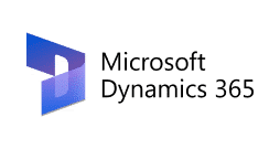The Microsoft Dynamics 365 logo, featuring a stylised blue geometric D shape next to the text Microsoft Dynamics 365 on a light background.