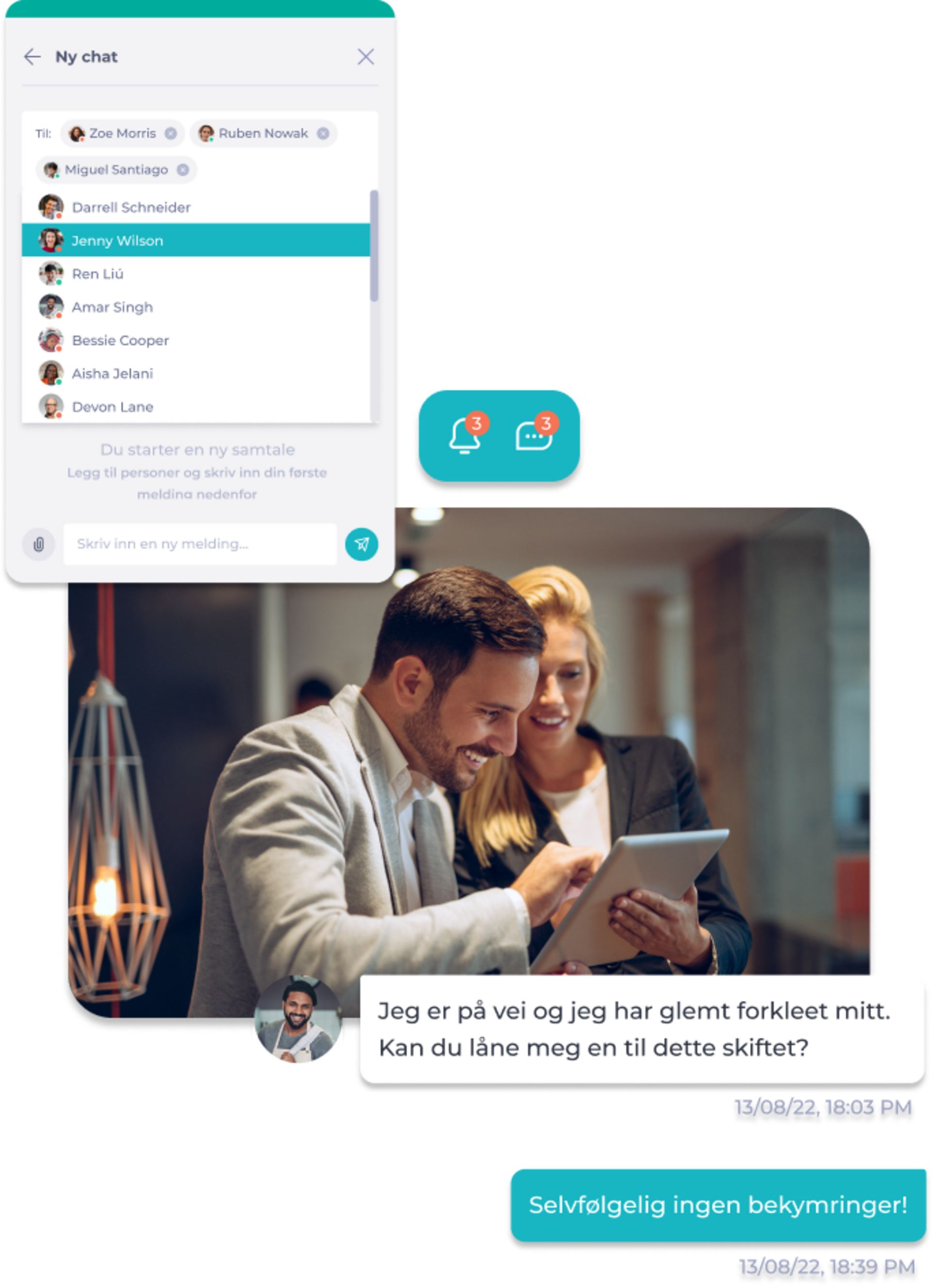 Digital team communication app hospitality