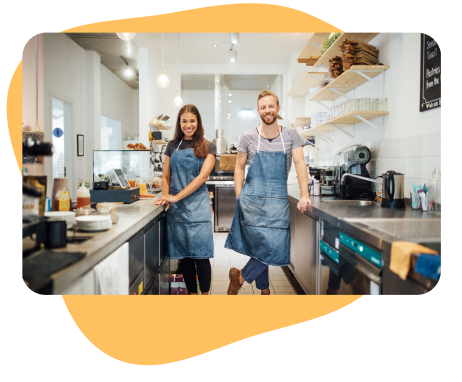 Woman and man in a kitchen