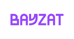 The image shows the word BAYZAT in bold, stylised purple letters on a light grey background.