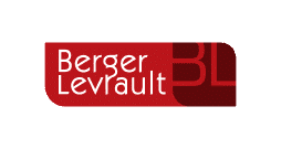 The Berger-Levrault logo features the company name in white text on a red, rounded rectangle background, with the stylised initials BL in a darker red shade on the right side.