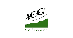 Logo for ICG Software featuring the letters ICG with a swoosh above a green abstract shape, and the word Software written below.