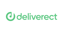 The image shows the Deliveroo logo, featuring a green circular icon with a stylised d next to the word deliverect in green lowercase letters, highlighting its connection to Hospitality Development Services on a light background.