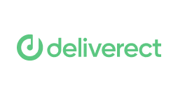 The image shows the Deliveroo logo, featuring a green circular icon with a stylised d next to the word deliverect in green lowercase letters, highlighting its connection to Hospitality Development Services on a light background.