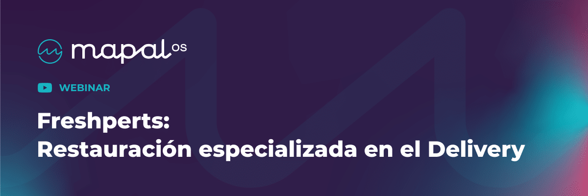 Imagen de anuncio del seminario web en español para Freshperts: Restauración especializada en el servicio a domicilio, con un fondo con degradado oscuro y el logotipo de MAPAL.