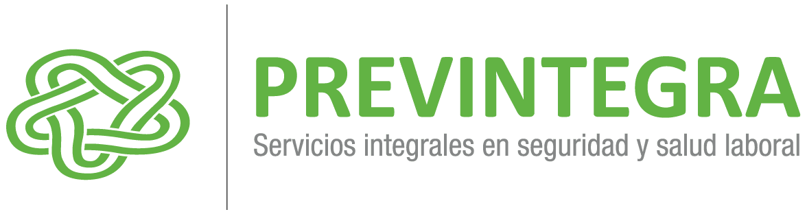Logotipo de un nudo verde junto a la palabra «PREVINTEGRA» y la frase «Servicios integrales en seguridad y salud laboral» sobre un fondo claro.