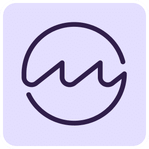 Un icono circular de color morado con una línea en zigzag gruesa que lo atraviesa por el centro, sobre un fondo morado claro con esquinas redondeadas.