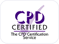 Logo featuring the text CPD Certified in purple with a tick behind it, and The CPD Certification Service written below in black.