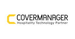 Logo for CoverManager with a yellow stylised C on the left, and the words COVERMANAGER above Hospitality Technology Partner in black text, highlighting their Hospitality Development Services on a white background.