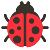 A simple illustration of a red ladybird with black spots, black legs, and antennae, shown from a top-down view on a light background.