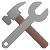 A hammer and a spanner crossed over each other, symbolising tools or settings.